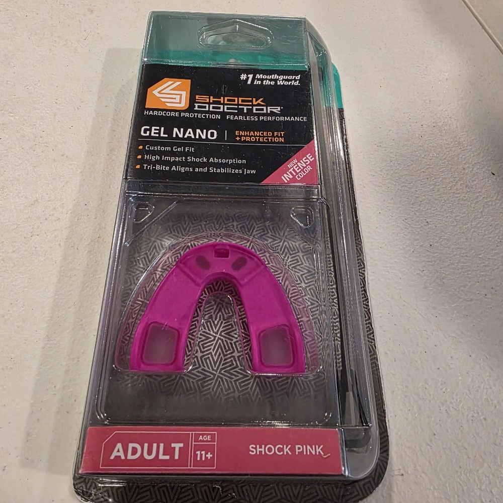 Shock Doctor Gel Nano Adult Mouthguard in "Shock Pink" Age 11+ NEW!